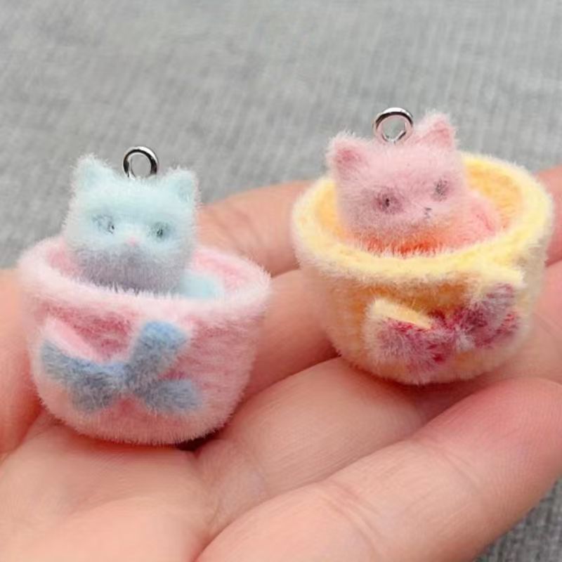 Gaming Accessories Gifts - 4개입 3D 플러시 레진 고양이 펜던트,