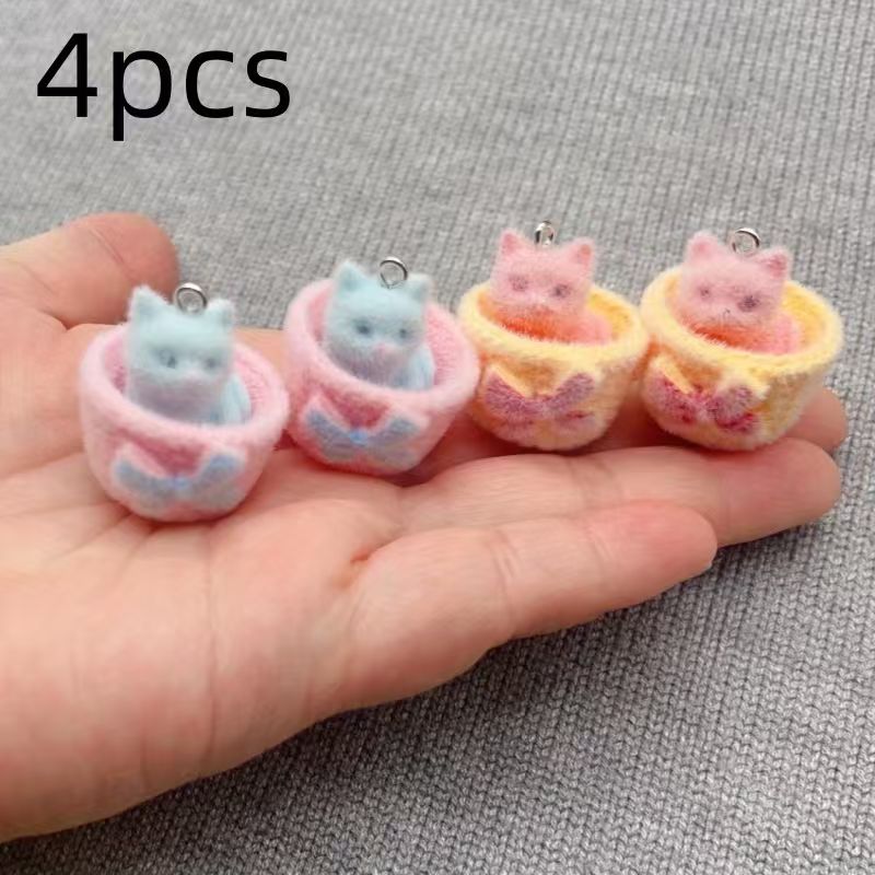 4개입 3D 플러시 레진 고양이 펜던트, DIY 쥬얼리 - Gaming Accessories Gifts 리뷰 및 가격