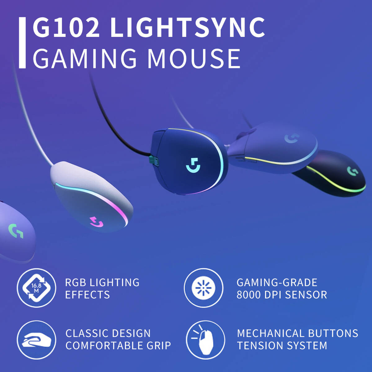 로지텍 G102 유선 게이밍 마우스, 안정적인 유선 전 - Gaming Accessories Online 리뷰 및 가격